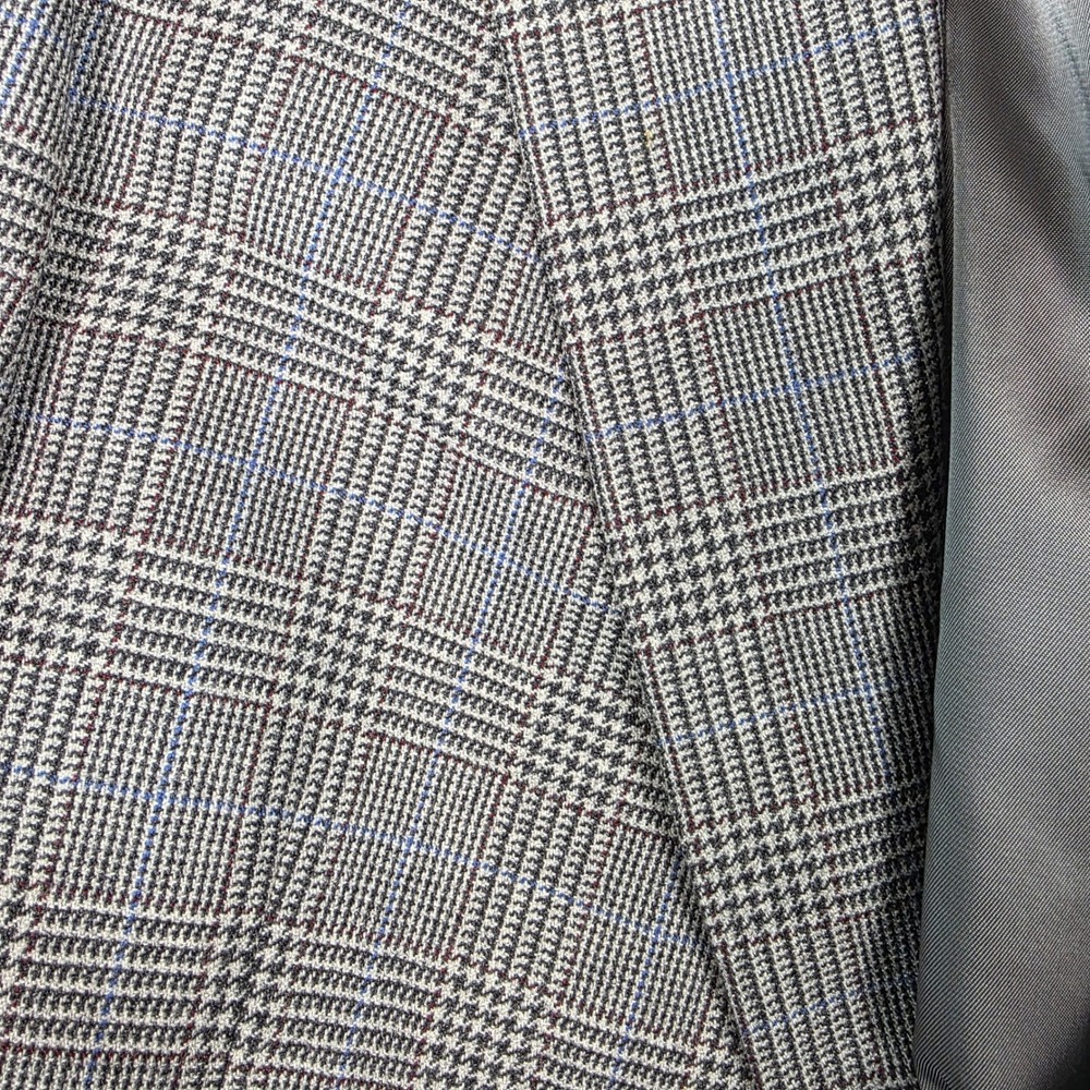 Vtg Hart Schaffner Marx Blazer Men 44R Wool Grey Glen Plaid Houndstooth Coat - Picture 3 of 16